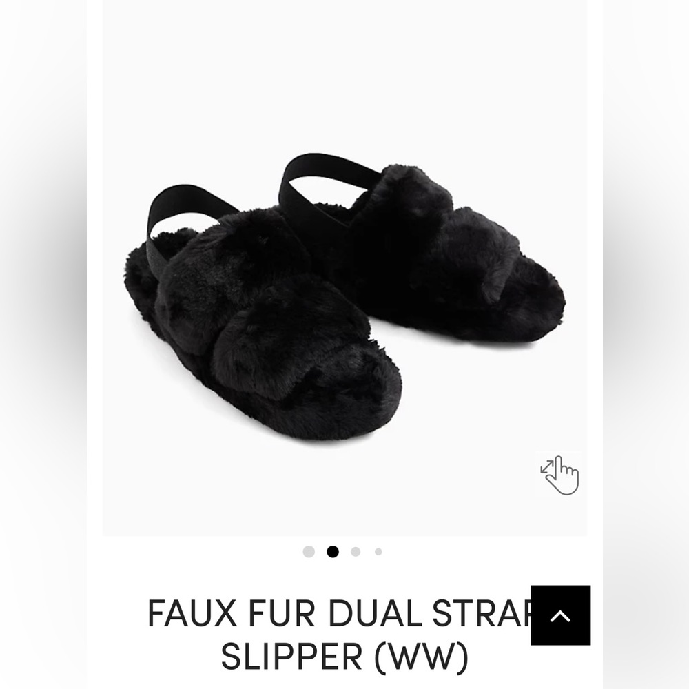 Black FAUX FUR DUAL STRAP SLIPPER size 13W